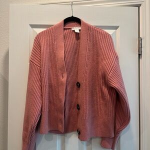 H&M Dusty Rose Ribbed Cardigan
